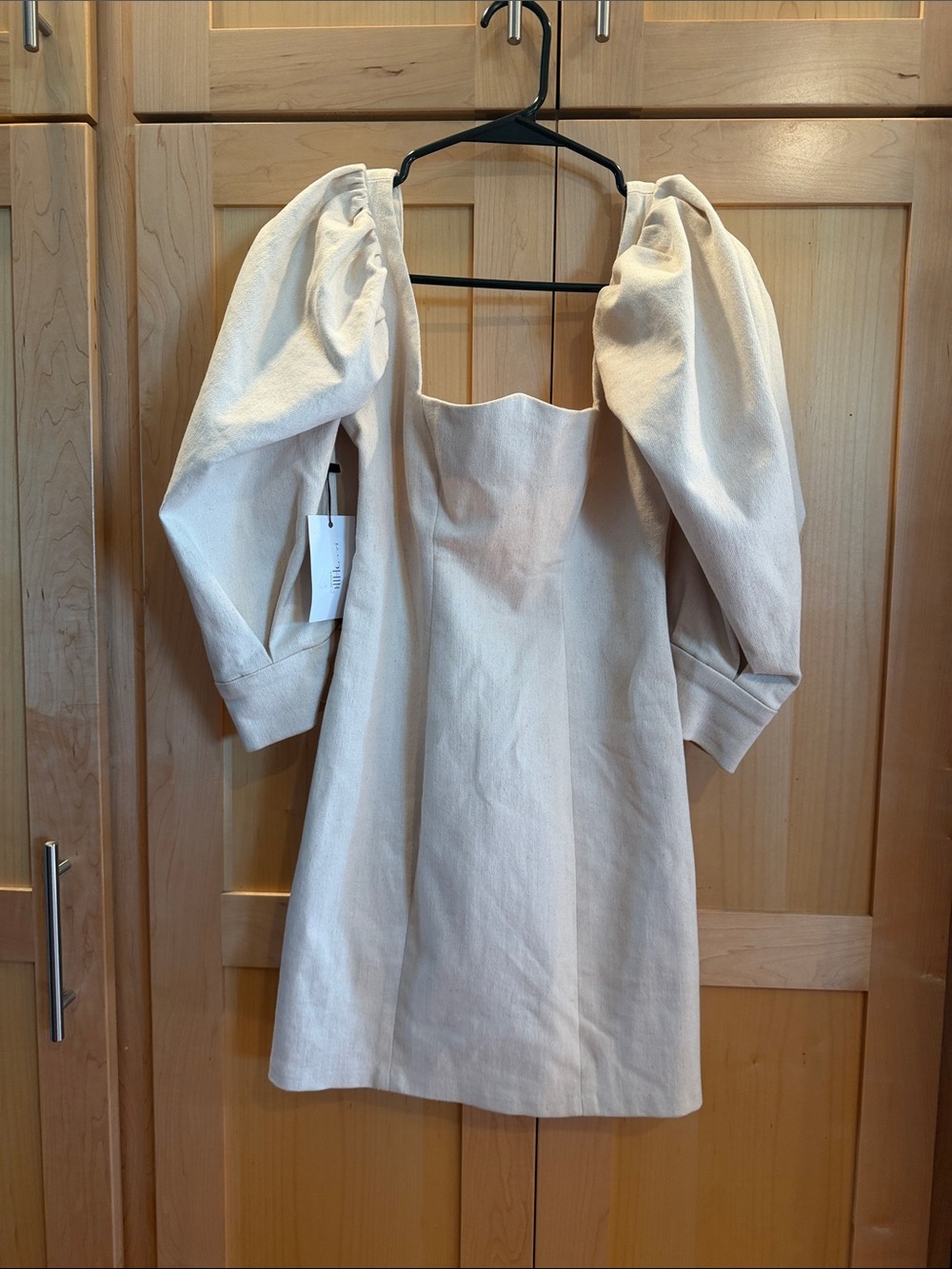 Kaphill Beige Denium Dress with Ruffle Sleeves Size 2 NWT